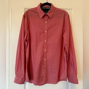 Tommy Hilfiger Red & White Gingham Picnic Plaid Slim-Fit Button-Down